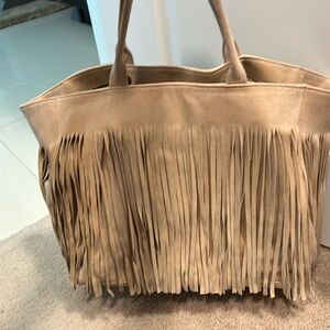 La bagagerie suede tassel tote purse